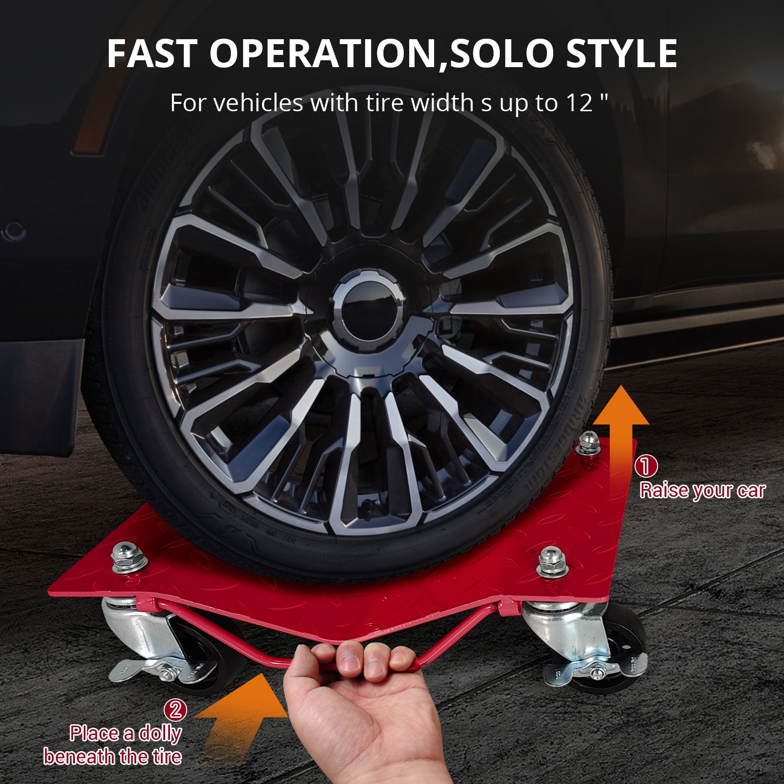 Garvee Wheel Dolly - 6000 Lbs Car Moving Dolly, Wheel Dolly Car Tire Stake Set of 4,Heavy-Duty Car Tire Dolly Cart, 16"x12", Red