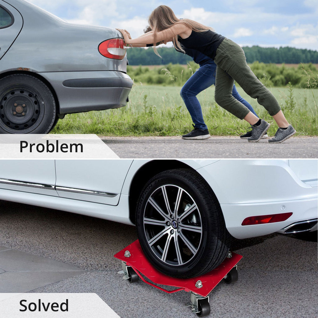 Garvee Wheel Dolly - 6000 Lbs Car Moving Dolly, Wheel Dolly Car Tire Stake Set of 4,Heavy-Duty Car Tire Dolly Cart, 16"x12", Red