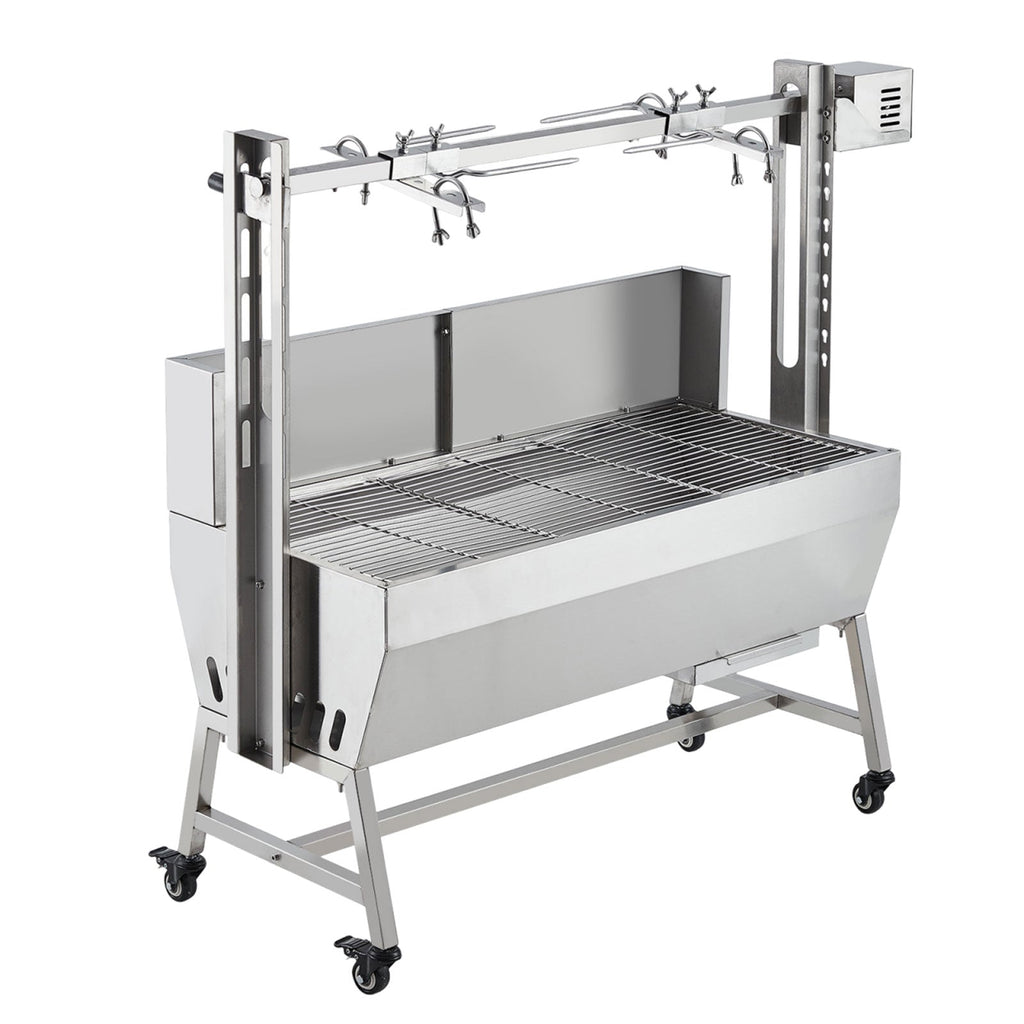 Garvee Stainless Steel Rotisserie Grill with Windscreen - Electric BBQ Whole Pig/Lamb Spit Roaster w/Lockable Wheels for Outdoor Cooking