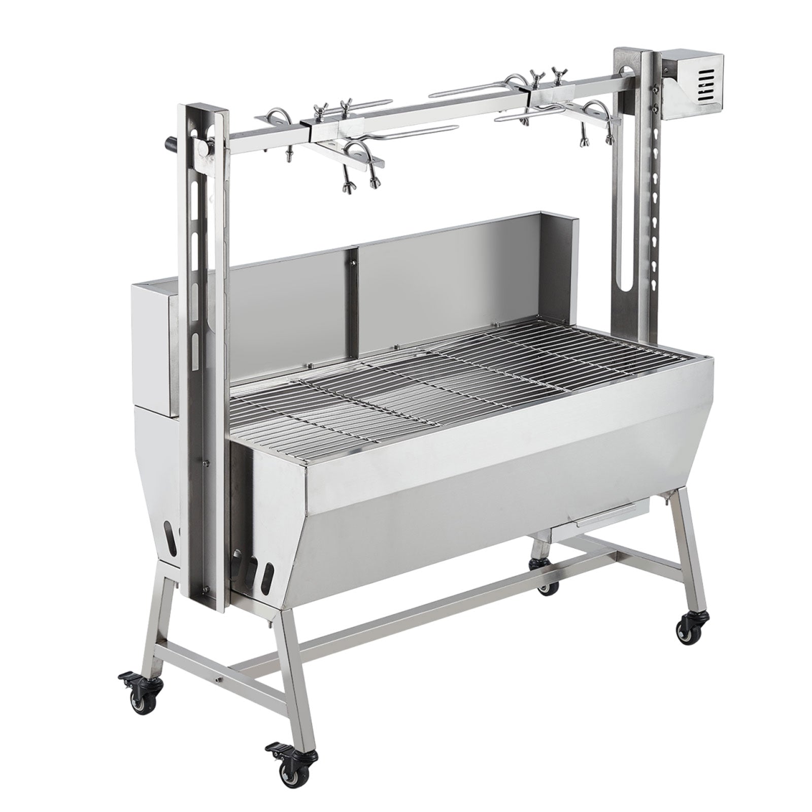 Garvee Stainless Steel Rotisserie Grill with Windscreen - Electric BBQ Whole Pig/Lamb Spit Roaster w/Lockable Wheels for Outdoor Cooking