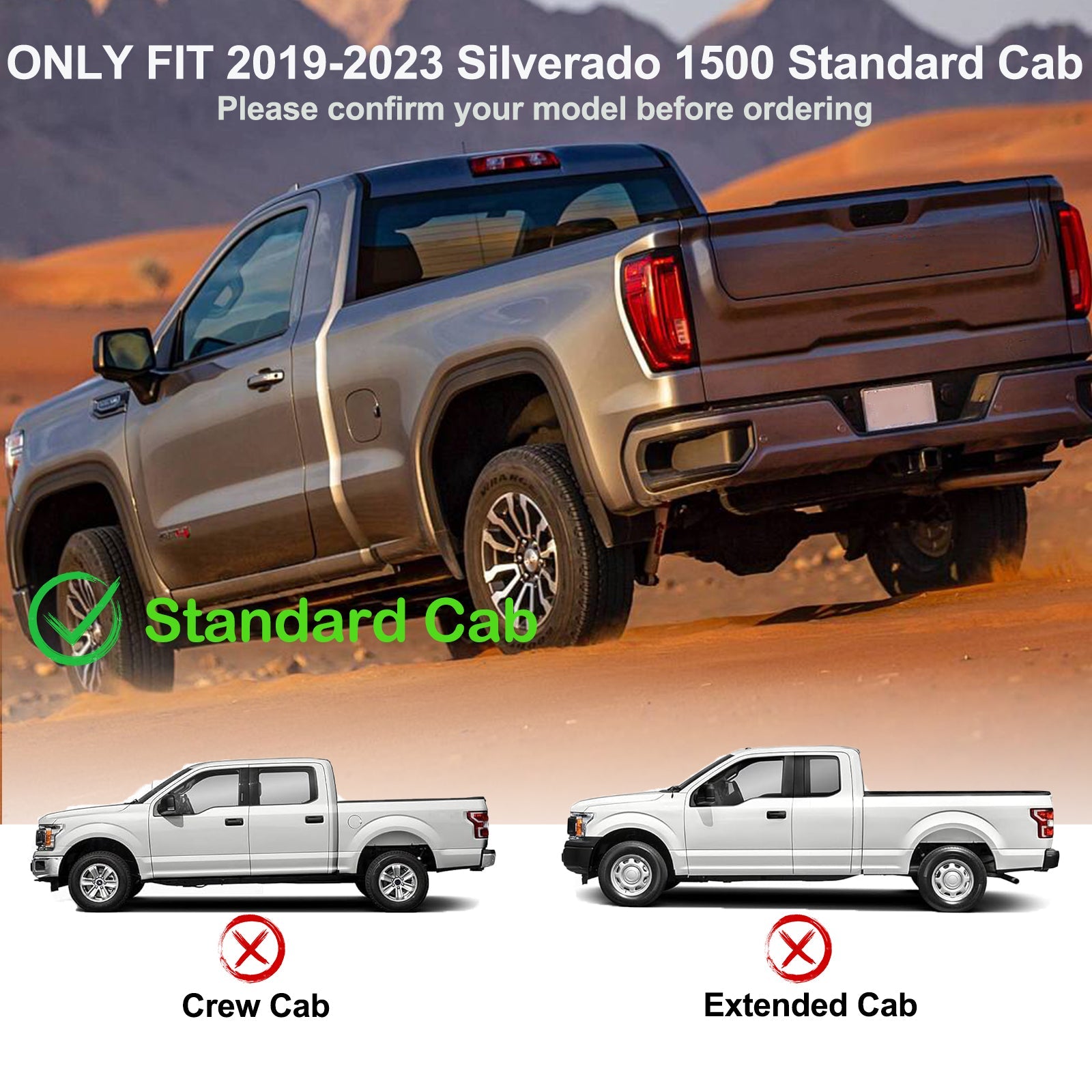 Garvee 6" Wide Running Boards Stainless Steel Side Steps Nerf Bars for 2019-2025 Chevrolet Silverado 1500 Standard/Regular cab, Polished Silver