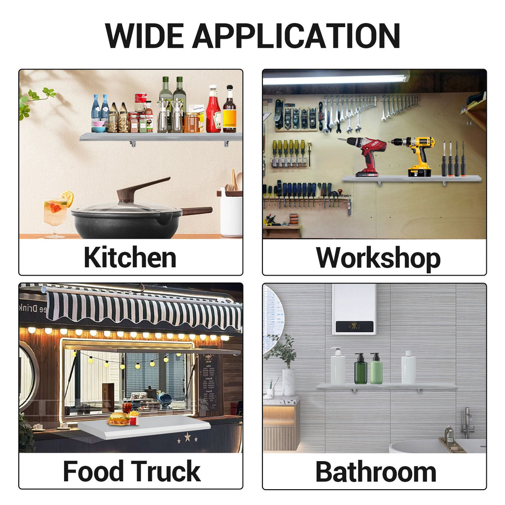 Garvee Food Truck Shelf, 36L x12W Inches Stainless Steel Foldable Concession Shelf, Heavy Duty Drop Down Folding Serving Shelf, Space-Saving Wall Shelf Food Truck, Garage, Restaurant