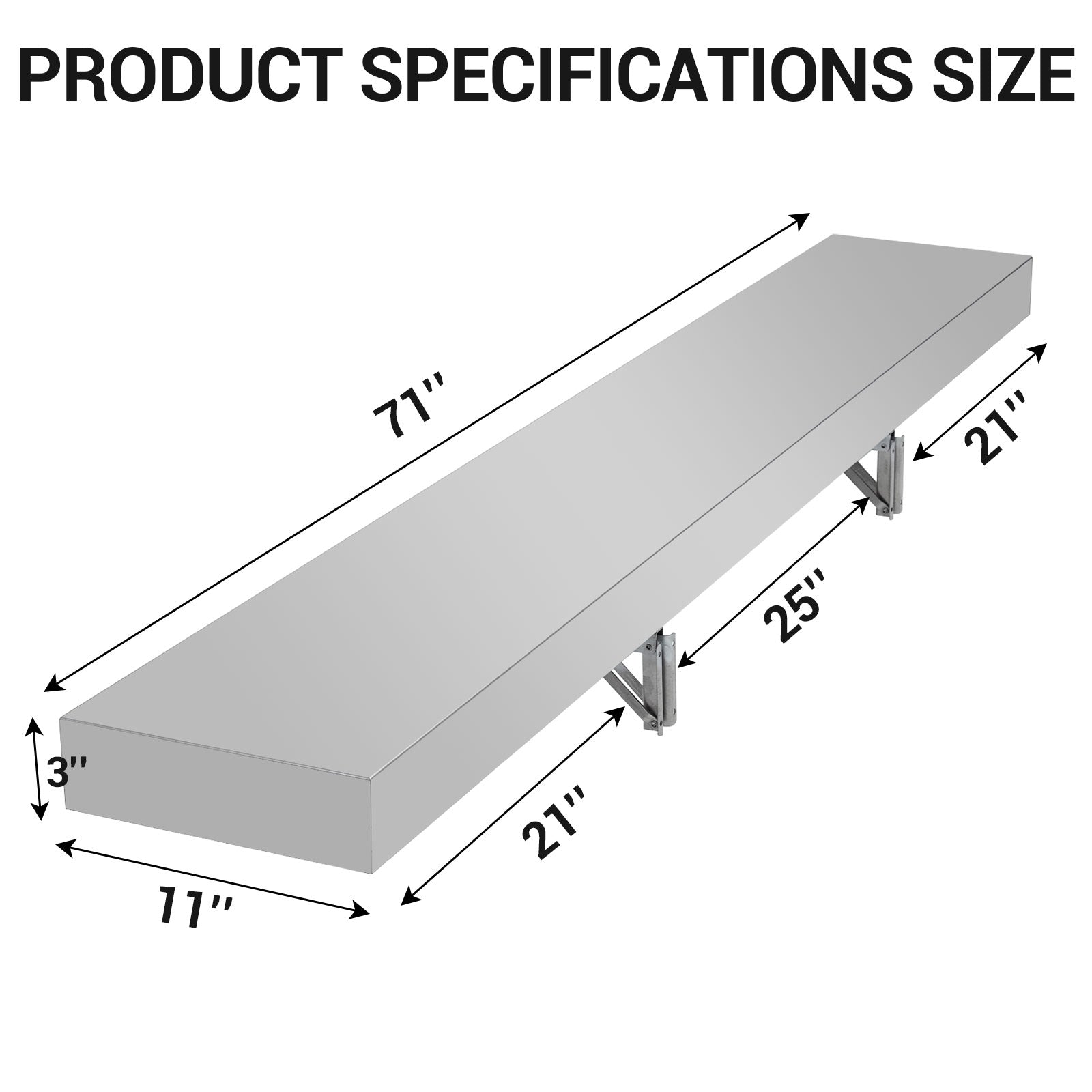 Garvee Food Truck Shelf, 71L x11W Inches Stainless Steel Foldable Concession Shelf, Heavy Duty Drop Down Folding Serving Shelf, Space-Saving Wall Shelf Food Truck, Garage, Restaurant