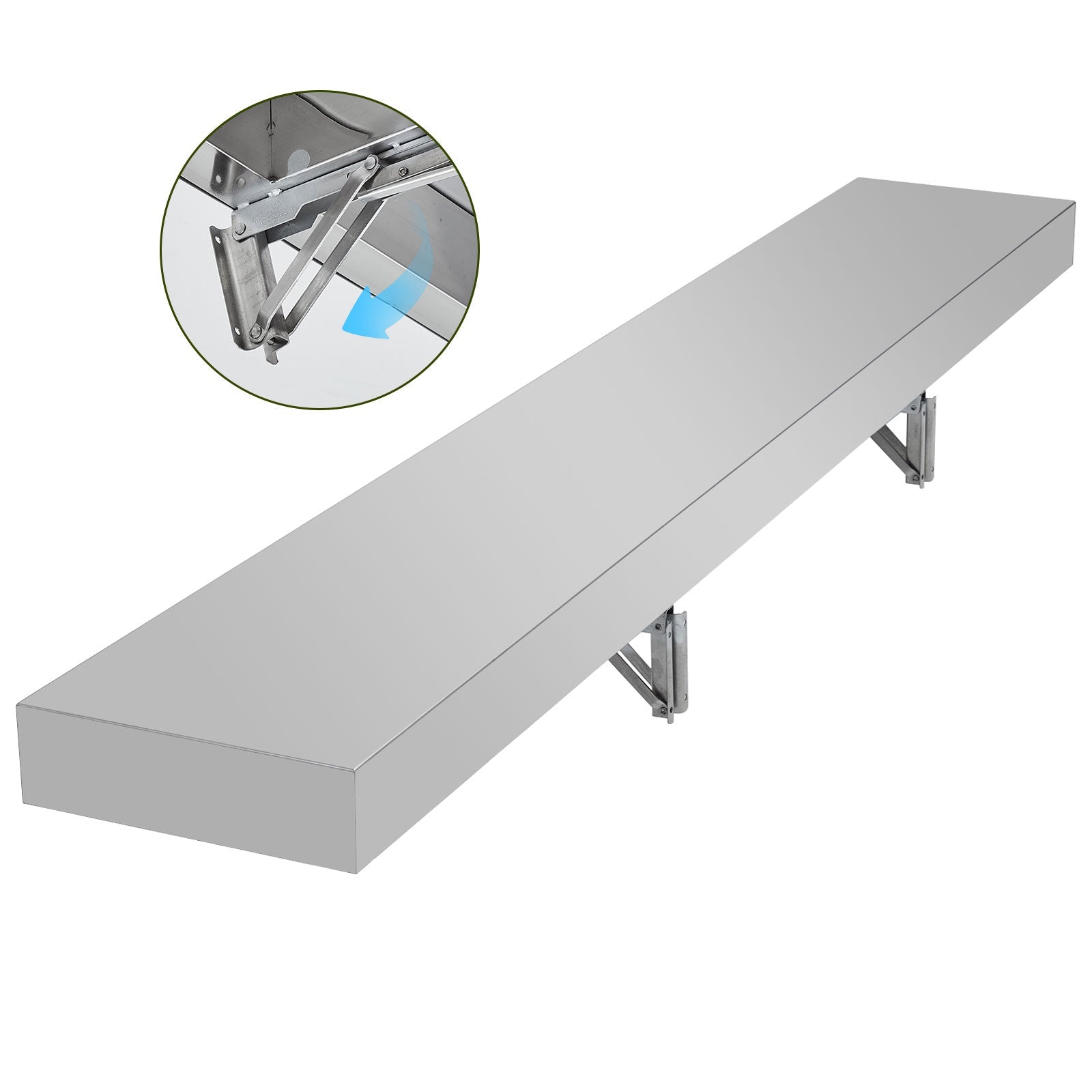 Garvee Food Truck Shelf, 72L x 12W Inches Stainless Steel Foldable Concession Shelf, Heavy Duty Drop Down Folding Serving Shelf, Space-Saving Wall Shelf Food Truck, Garage, Restaurant