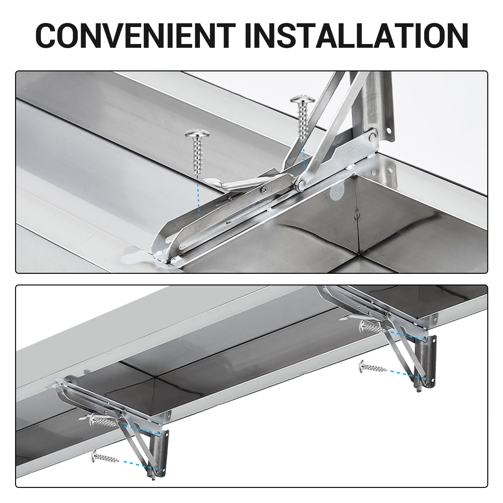 Garvee Food Truck Shelf, 72L x 12W Inches Stainless Steel Foldable Concession Shelf, Heavy Duty Drop Down Folding Serving Shelf, Space-Saving Wall Shelf Food Truck, Garage, Restaurant