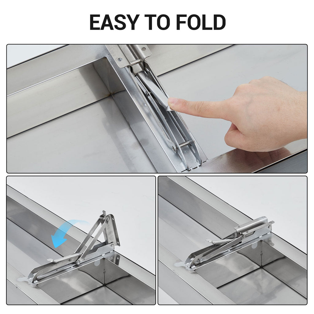 Garvee Food Truck Shelf, 72L x 12W Inches Stainless Steel Foldable Concession Shelf, Heavy Duty Drop Down Folding Serving Shelf, Space-Saving Wall Shelf Food Truck, Garage, Restaurant