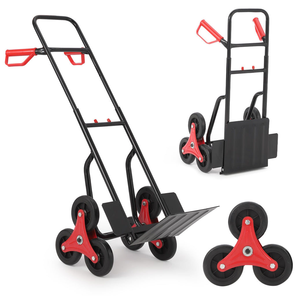 Garvee Stair Climbing Dolly, 220 Lbs Weight Capacity, Foldable Hand Truck with 6 Rubber Wheels and Telescoping Handle, Heavy-Duty Grocery Cart for Luggage, Warehouse, Shopping