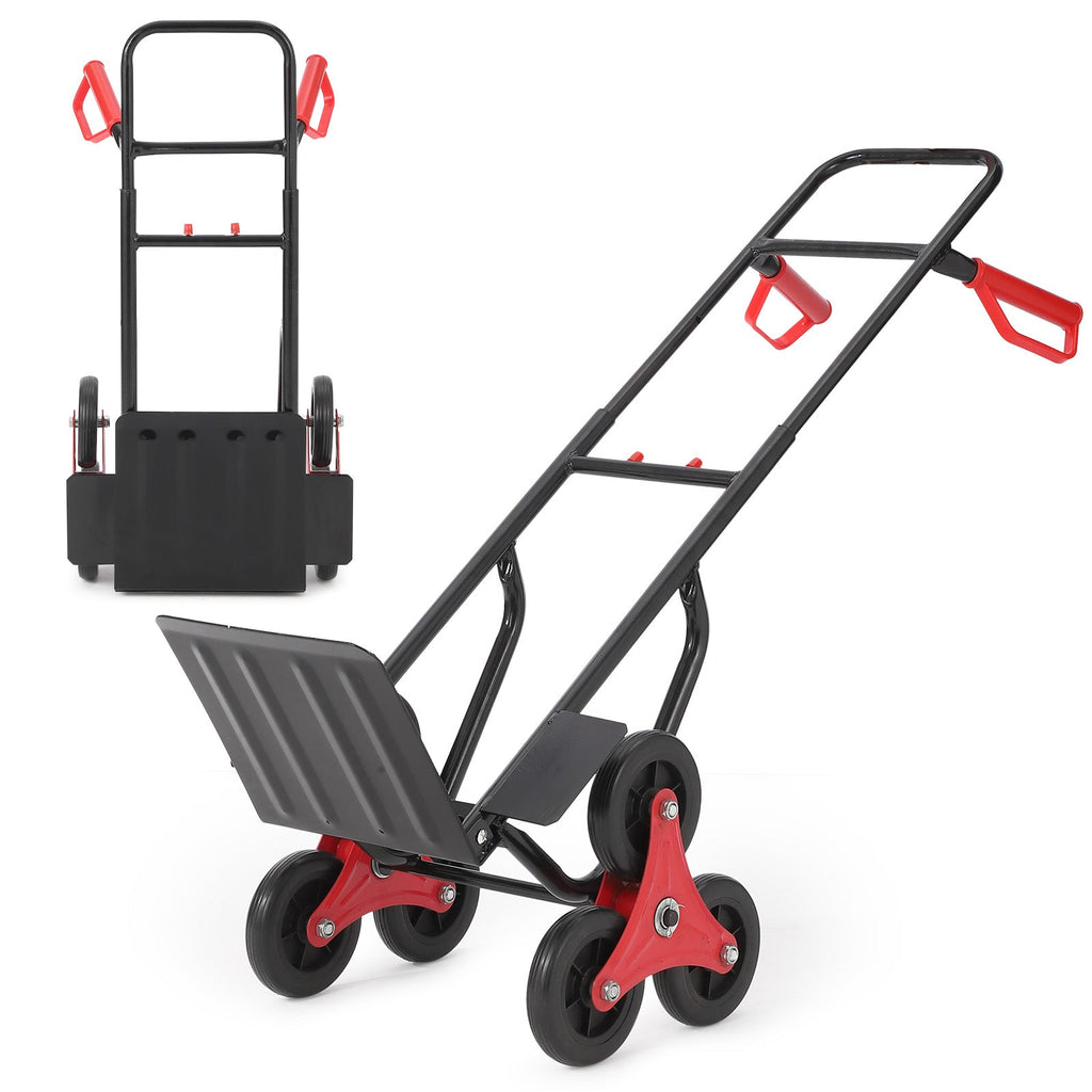 Garvee Stair Climbing Dolly, 220 Lbs Weight Capacity, Foldable Hand Truck with 6 Rubber Wheels and Telescoping Handle, Heavy-Duty Grocery Cart for Luggage, Warehouse, Shopping