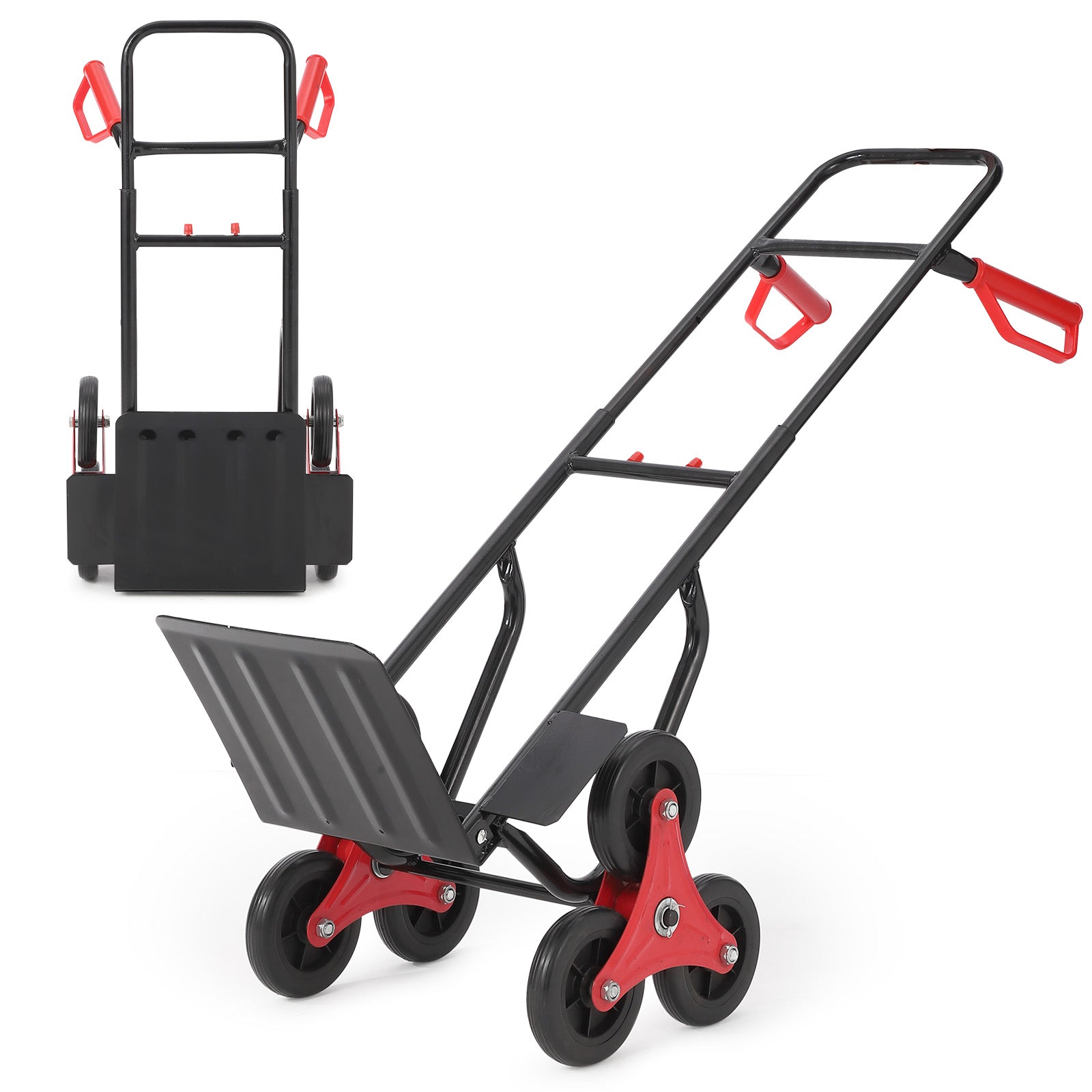 Garvee Stair Climbing Dolly, 220 Lbs Weight Capacity, Foldable Hand Truck with 6 Rubber Wheels and Telescoping Handle, Heavy-Duty Grocery Cart for Luggage, Warehouse, Shopping