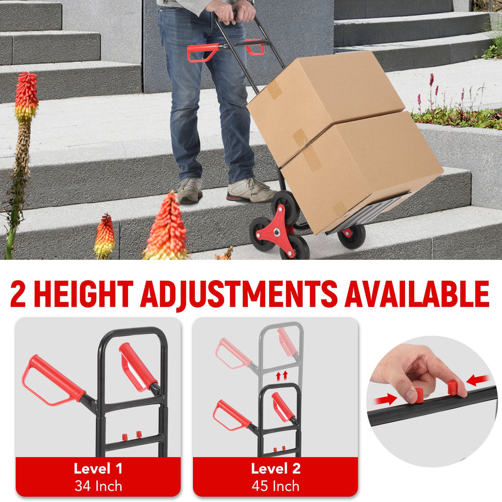 Garvee Stair Climbing Dolly, 220 Lbs Weight Capacity, Foldable Hand Truck with 6 Rubber Wheels and Telescoping Handle, Heavy-Duty Grocery Cart for Luggage, Warehouse, Shopping