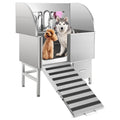 Garvee Professional Dog Grooming Tub, Stainless Steel Dog Wash Station with Foldable Ramp, Storage Drawer, Floor Grate & Faucet/Dog Bathtub for Large, Medium & Small Pets - Left Door (50")