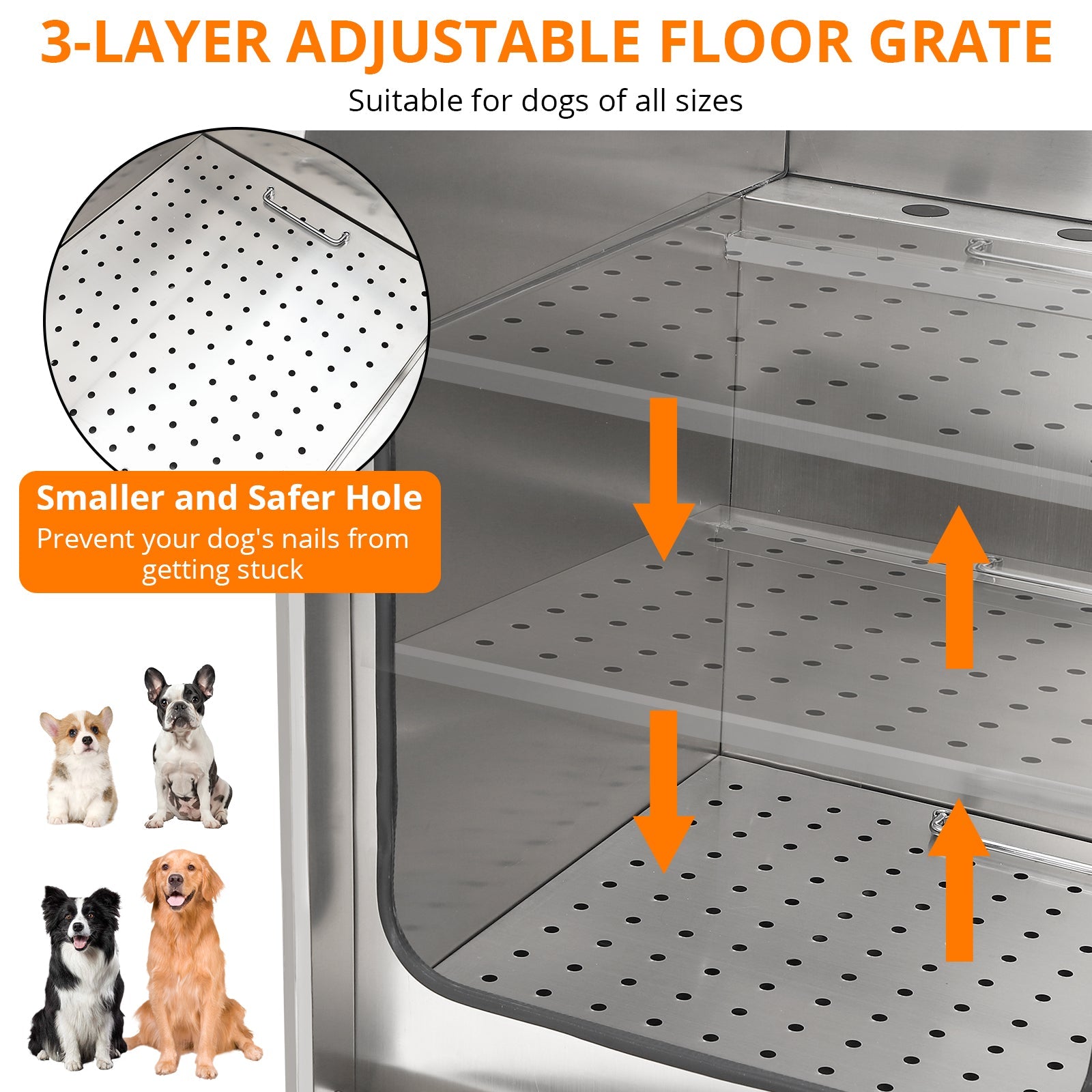 Garvee Professional Dog Grooming Tub, Stainless Steel Dog Wash Station with Foldable Ramp, Storage Drawer, Floor Grate & Faucet/Dog Bathtub for Large, Medium & Small Pets - Left Door (50")