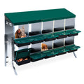 Garvee 10-Compartments Chicken Nest Box - Green Roll-Away Design w/Lid Cover & Legs for Coop Laying Boxes for Hens, Nest Boxes