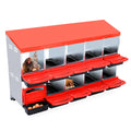 Garvee Chicken Nesting Box, 10 Compartments Nesting Boxes for Chickens, Chicken Laying Boxes, Roll Away Nesting Box for Chickens Laying Egg with Lid Cover to Protect Eggs, Red