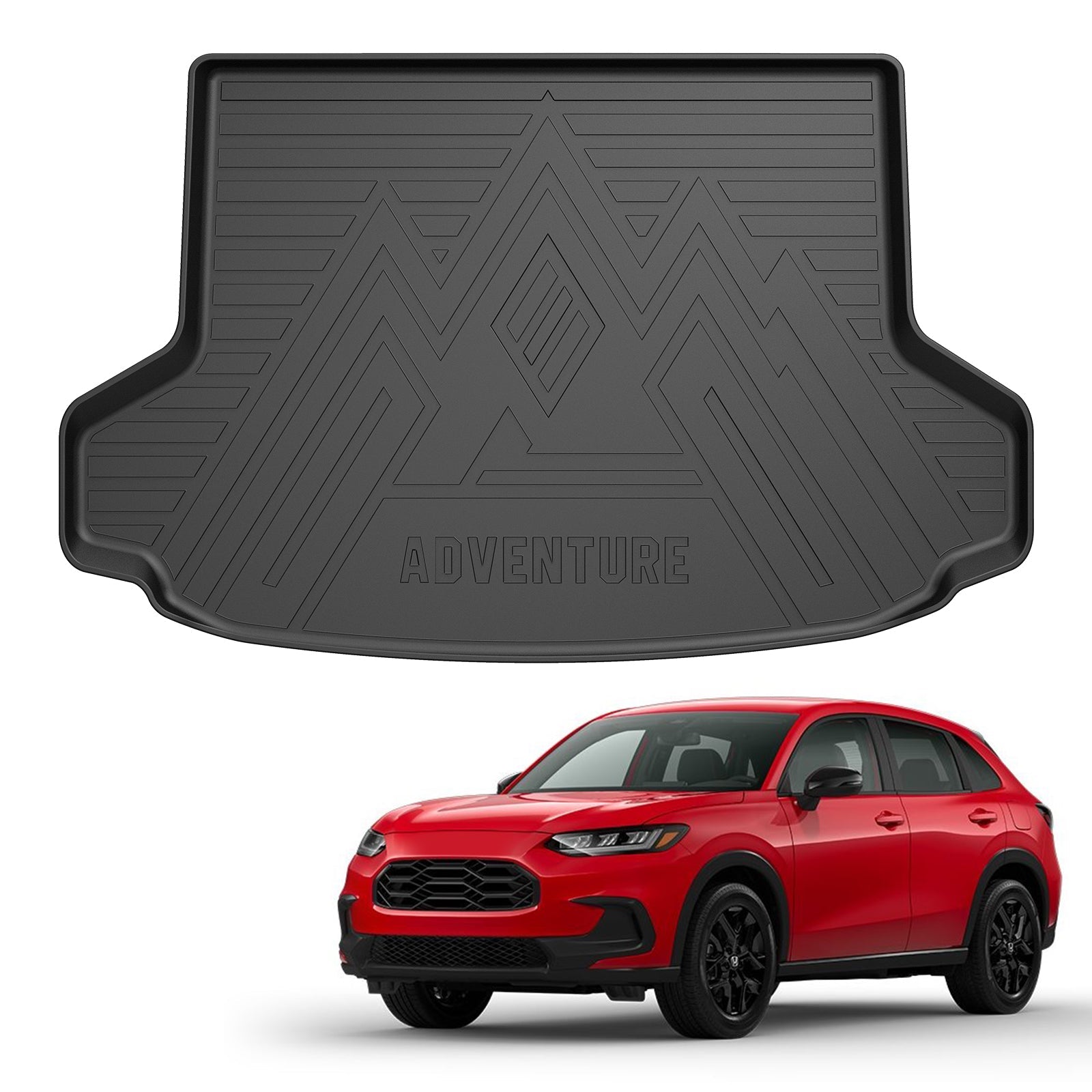 Garvee Cargo Liner - All-Season Heavy-Duty TPE Trunk Mat & Rear Floor Mat, Compatible with HR-V FWD 2023-2025, Non-Slip and Durable, Black