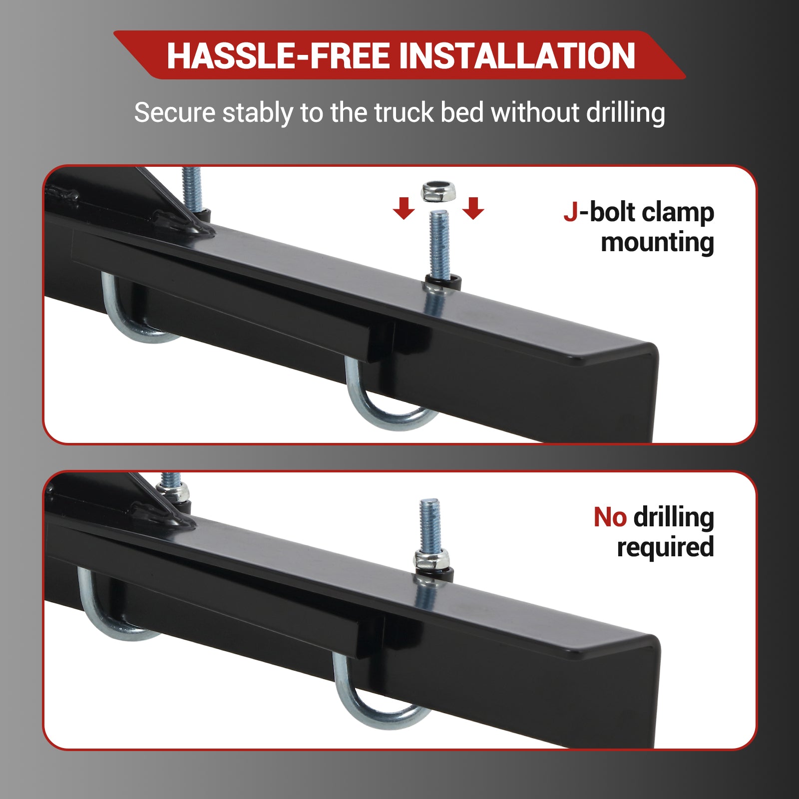 Garvee Pickup Truck Ladder Rack | 46" - 71" Adjustable Width | 800 LB. Load Capacity | Non-Drilling Steel Truck Rack | Heavy Duty Truck Bed Ladder Rack for Kayak, Surfboard, Lumber (2 Pack)