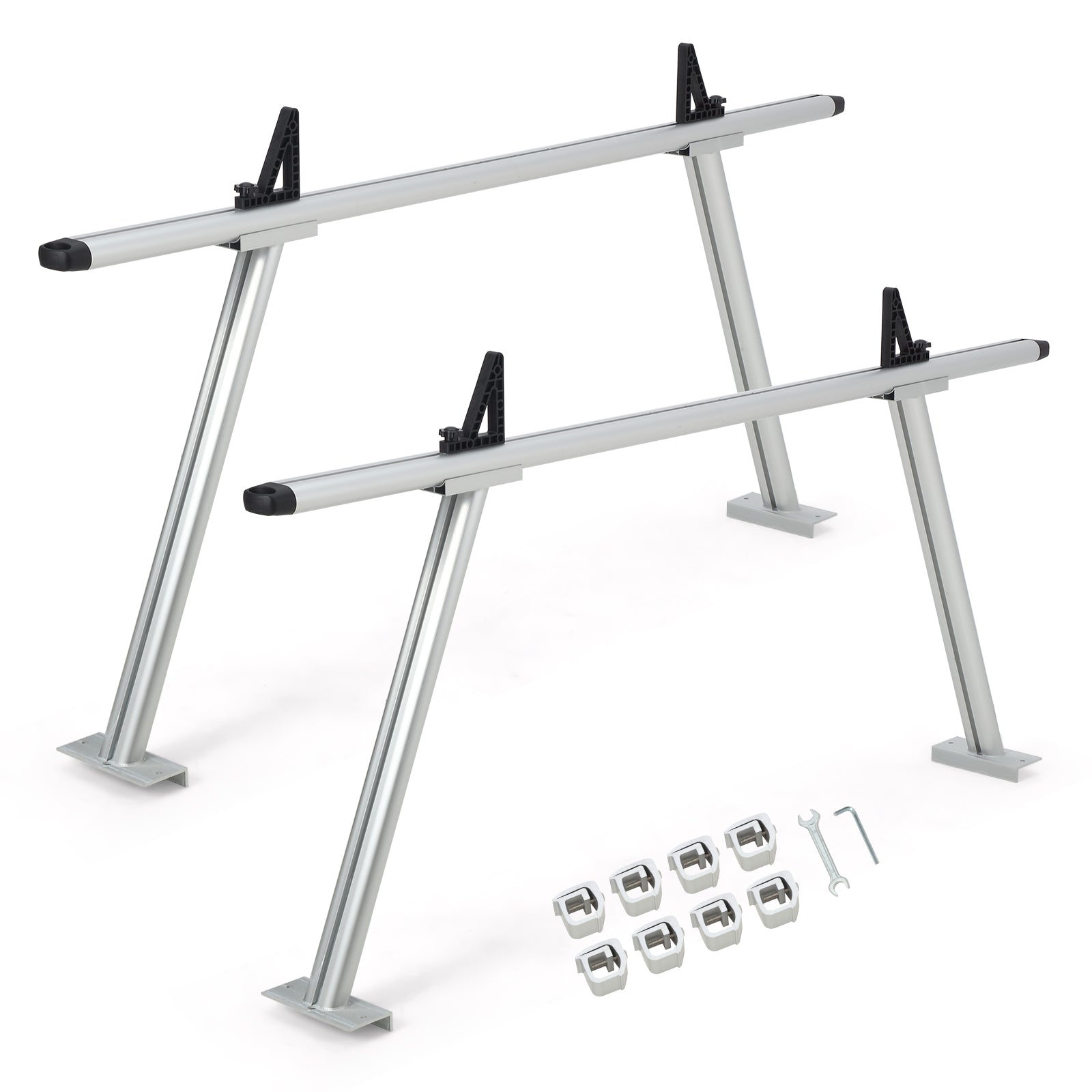 Garvee Dual-Rod Truck Ladder Rack, 17-29 Inches Adjustable Width, 800 Lbs Load Capacity, Adjustable Height Ladder Rack for Truck, Sturdy & Durable with Waterproof Coating, Easy to Install