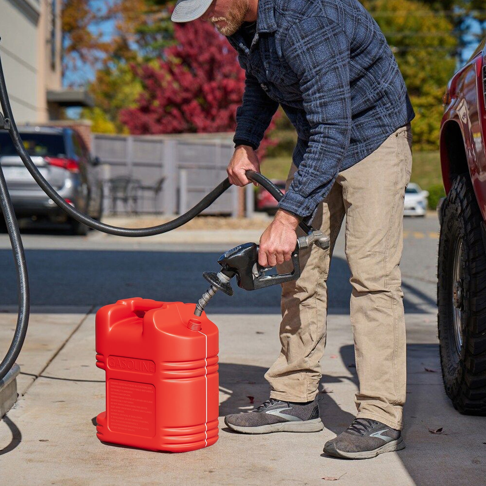 Garvee 5-Gallon Liquid Container 2-Pack with Auto Shut-Off Spout & View Stripe, Dual Ergonomic Handles for Fuel Storage & Transport, Red