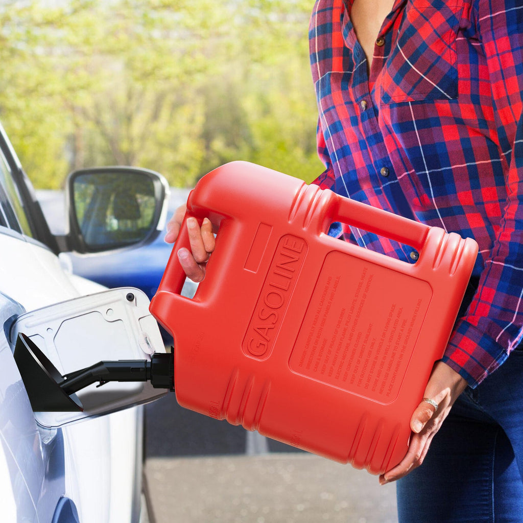 Garvee 5-Gallon Liquid Container 2-Pack with Auto Shut-Off Spout & View Stripe, Dual Ergonomic Handles for Fuel Storage & Transport, Red