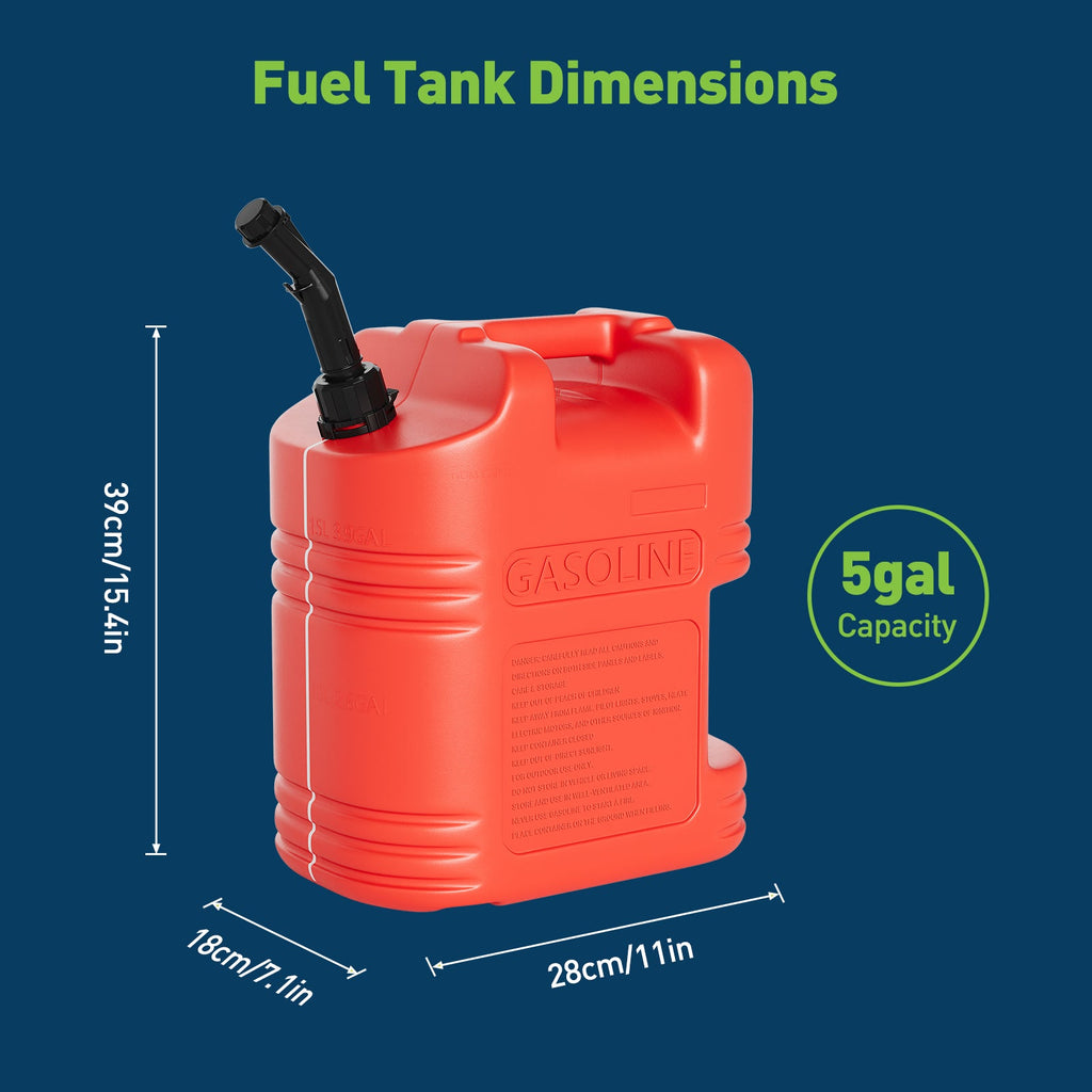Garvee 5-Gallon Liquid Container 2-Pack with Auto Shut-Off Spout & View Stripe, Dual Ergonomic Handles for Fuel Storage & Transport, Red