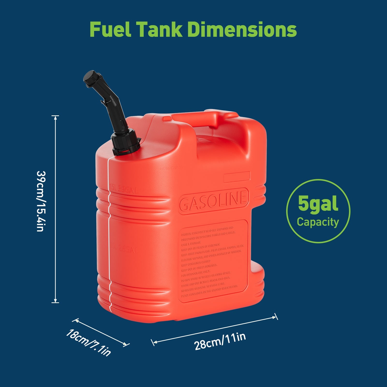 Garvee 5-Gallon Liquid Container 2-Pack with Auto Shut-Off Spout & View Stripe, Dual Ergonomic Handles for Fuel Storage & Transport, Red