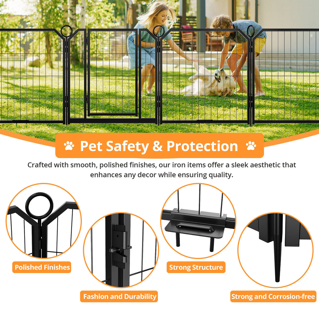 Garvee Dog Playpen Outdoor, 24 inch 16 Panels Dog Pen Indoor Heavy Duty Puppy Exercise Pen Metal Pet Fence for RV Camping/Yard/Garden