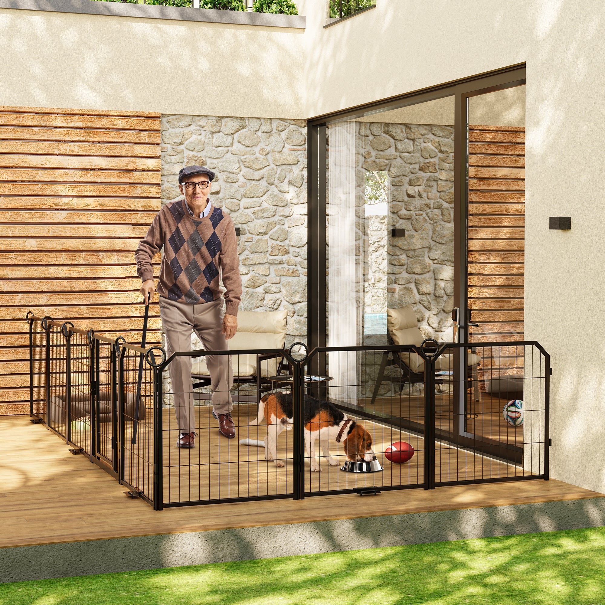Garvee Dog Playpen Outdoor, 32 inch 16 Panels Dog Pen Indoor Heavy Duty Puppy Exercise Pen Metal Pet Fence for RV Camping/Yard/Garden