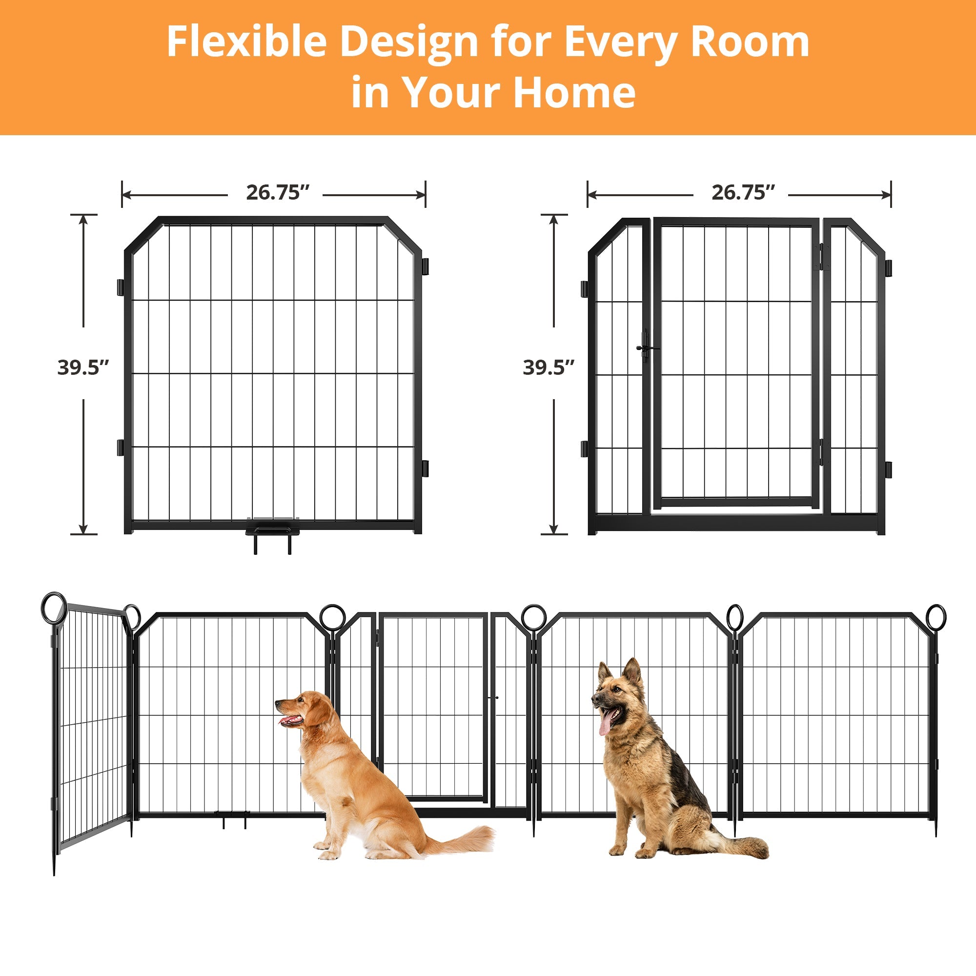 Garvee Dog Playpen Outdoor, 40 inch 8 Panels Dog Pen Indoor Heavy Duty Puppy Exercise Pen Metal Pet Fence for RV Camping/Yard/Garden