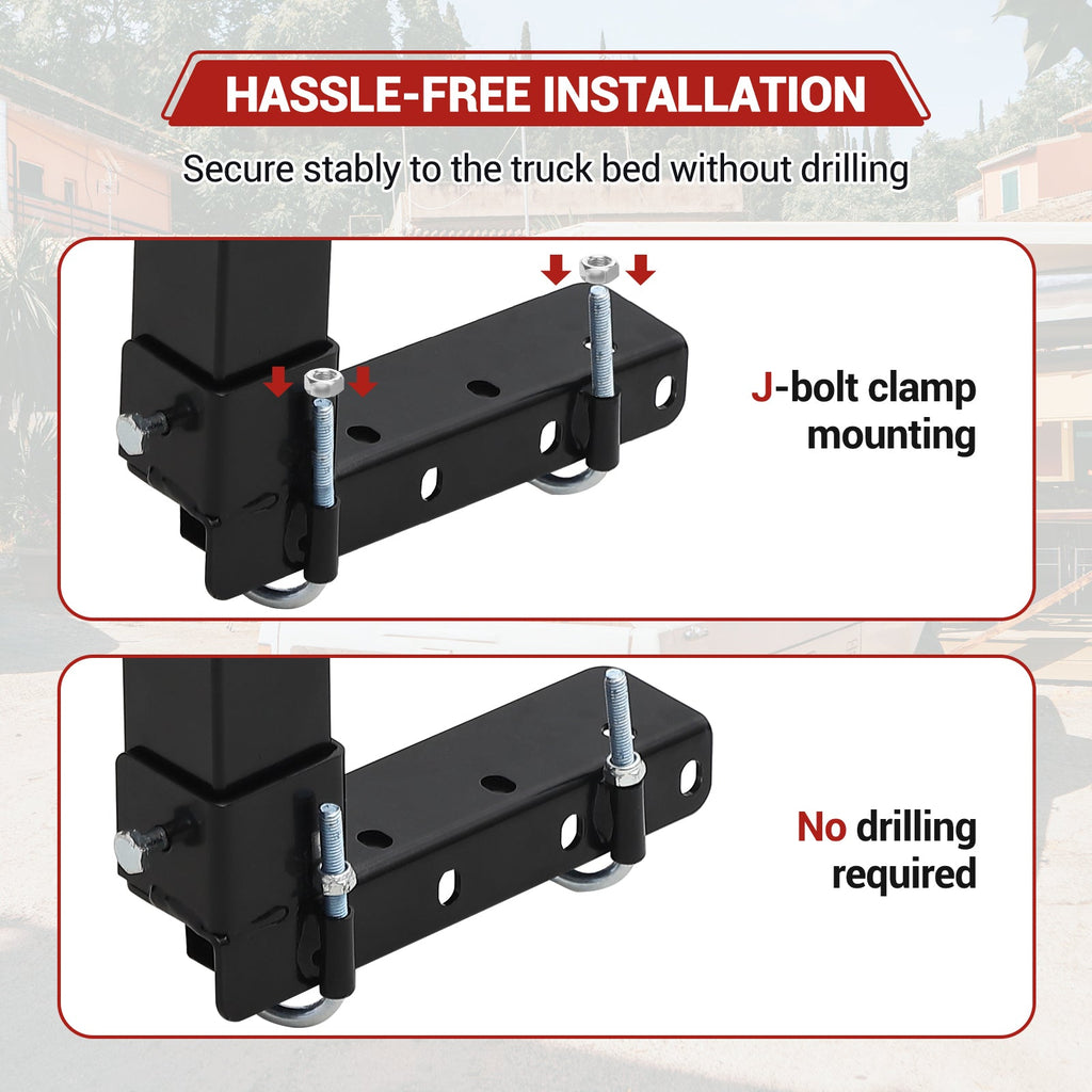 Garvee Pickup Truck Bed Rack | 45" - 66" Adjustable Width | 1000 LB. Load Capacity | Non-Drilling Full Size Steel Truck Ladder Rack | Heavy Duty Truck Bed Ladder Rack for Kayak, Surfboard, Tent