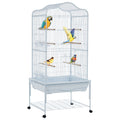 Garvee Bird Cage, Metal Cage Standing Birdcage with Play Top and Rolling Stand, Flight Cage with Side-Out Tray for Parrots Cockatiels Conures Parakeets Lovebirds Budgie Finch, White