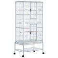 Garvee Bird Cage, Metal Cage Standing Birdcage with Play Top and Rolling Stand, Flight Cage with Side-Out Tray for Parrots Cockatiels Conures Parakeets Lovebirds Budgie Finch, White