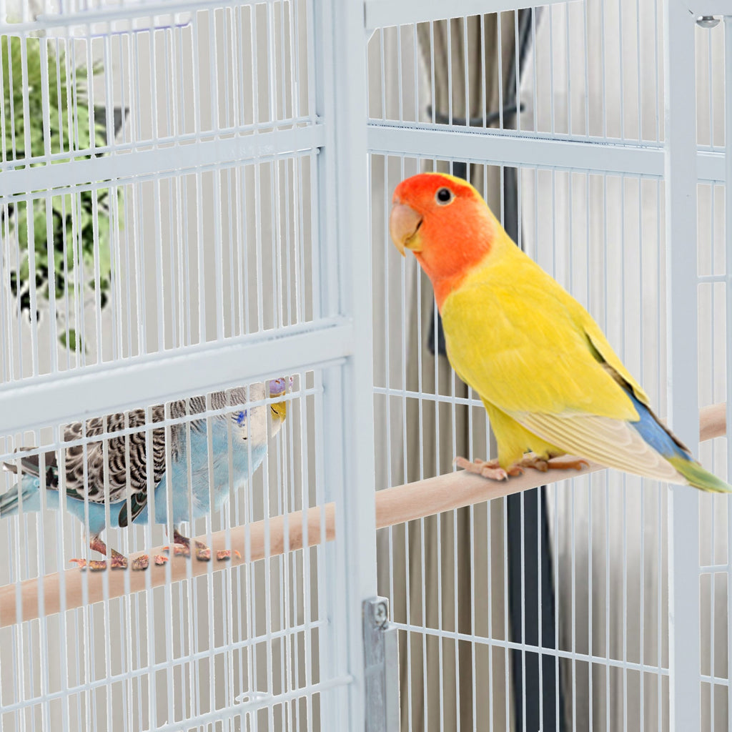 Garvee Bird Cage, Metal Cage Standing Birdcage with Play Top and Rolling Stand, Flight Cage with Side-Out Tray for Parrots Cockatiels Conures Parakeets Lovebirds Budgie Finch, White