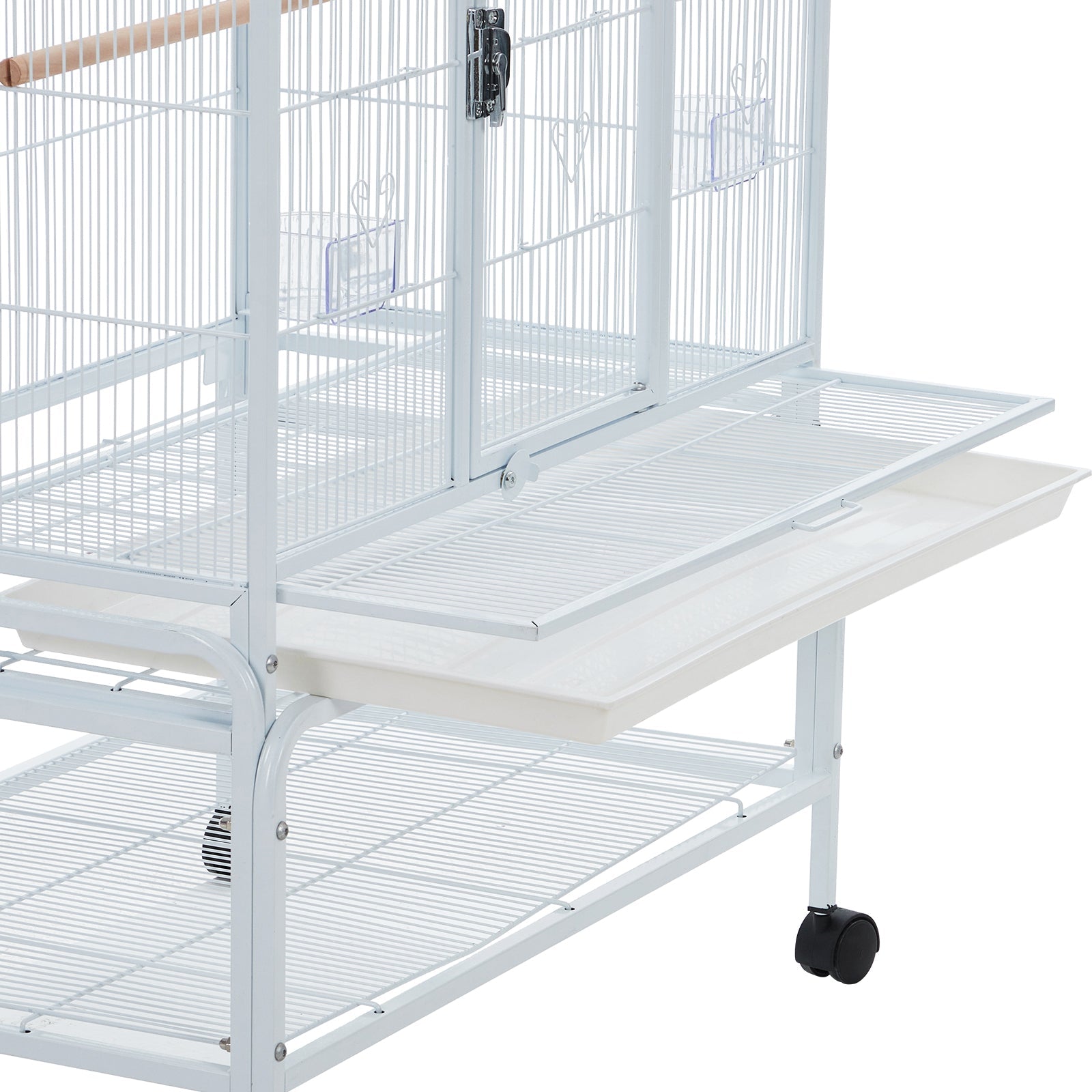 Garvee Bird Cage, Metal Cage Standing Birdcage with Play Top and Rolling Stand, Flight Cage with Side-Out Tray for Parrots Cockatiels Conures Parakeets Lovebirds Budgie Finch, White