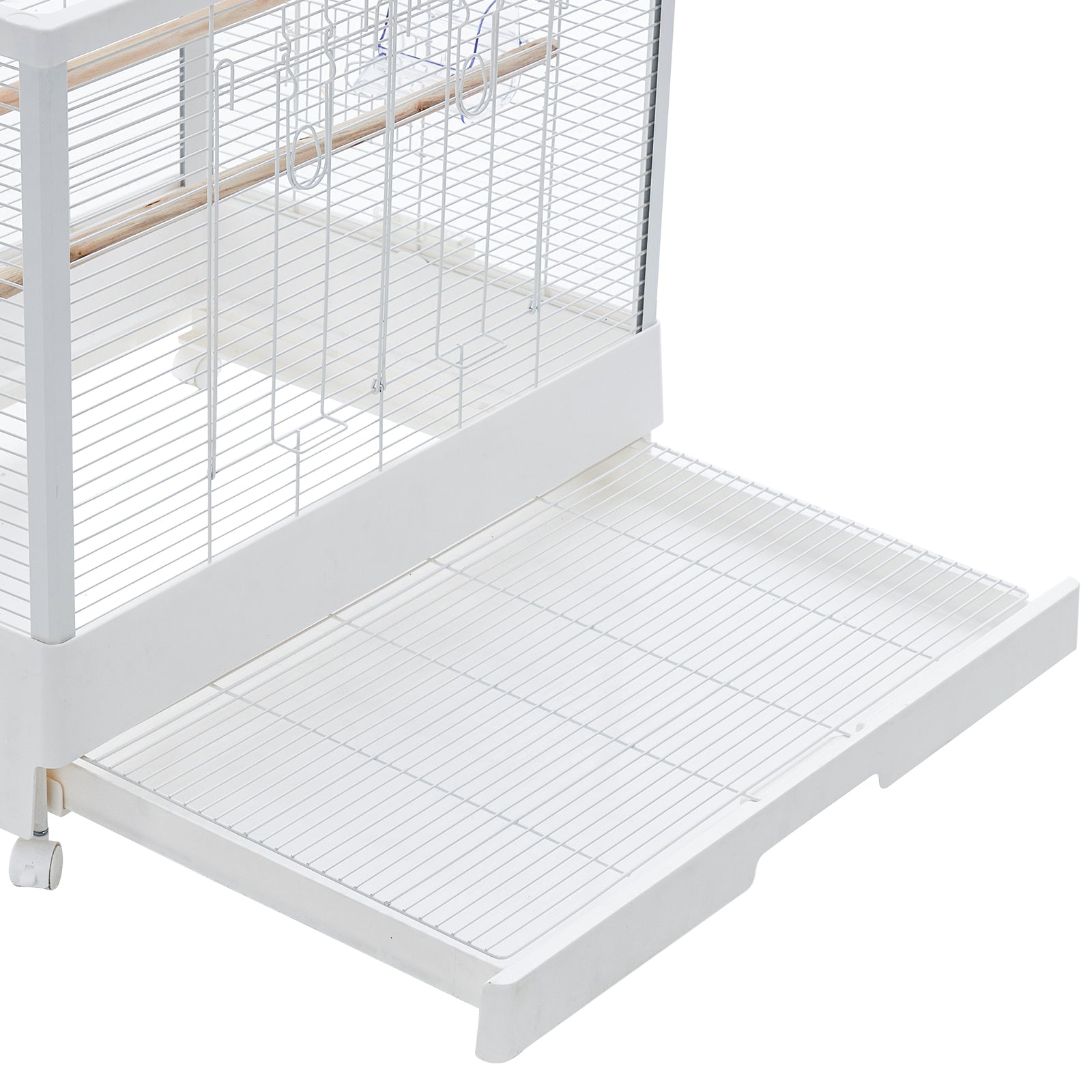 Garvee Bird Cage, Metal Cage Standing Birdcage with Play Top, Monitor and Light System, Flight Cage with Side-Out Tray for Parrots Cockatiels Conures Parakeets Lovebirds Budgie Finch, White