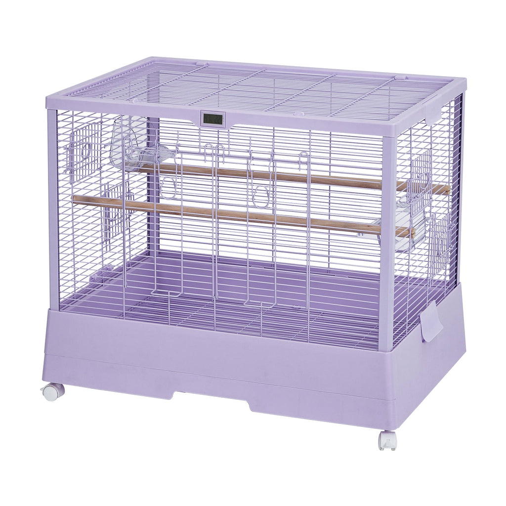 Garvee Bird Cage, Metal Cage Standing Birdcage with Play Top, Monitor and Light System, Flight Cage with Side-Out Tray for Parrots Cockatiels Conures Parakeets Lovebirds Budgie Finch, Purple