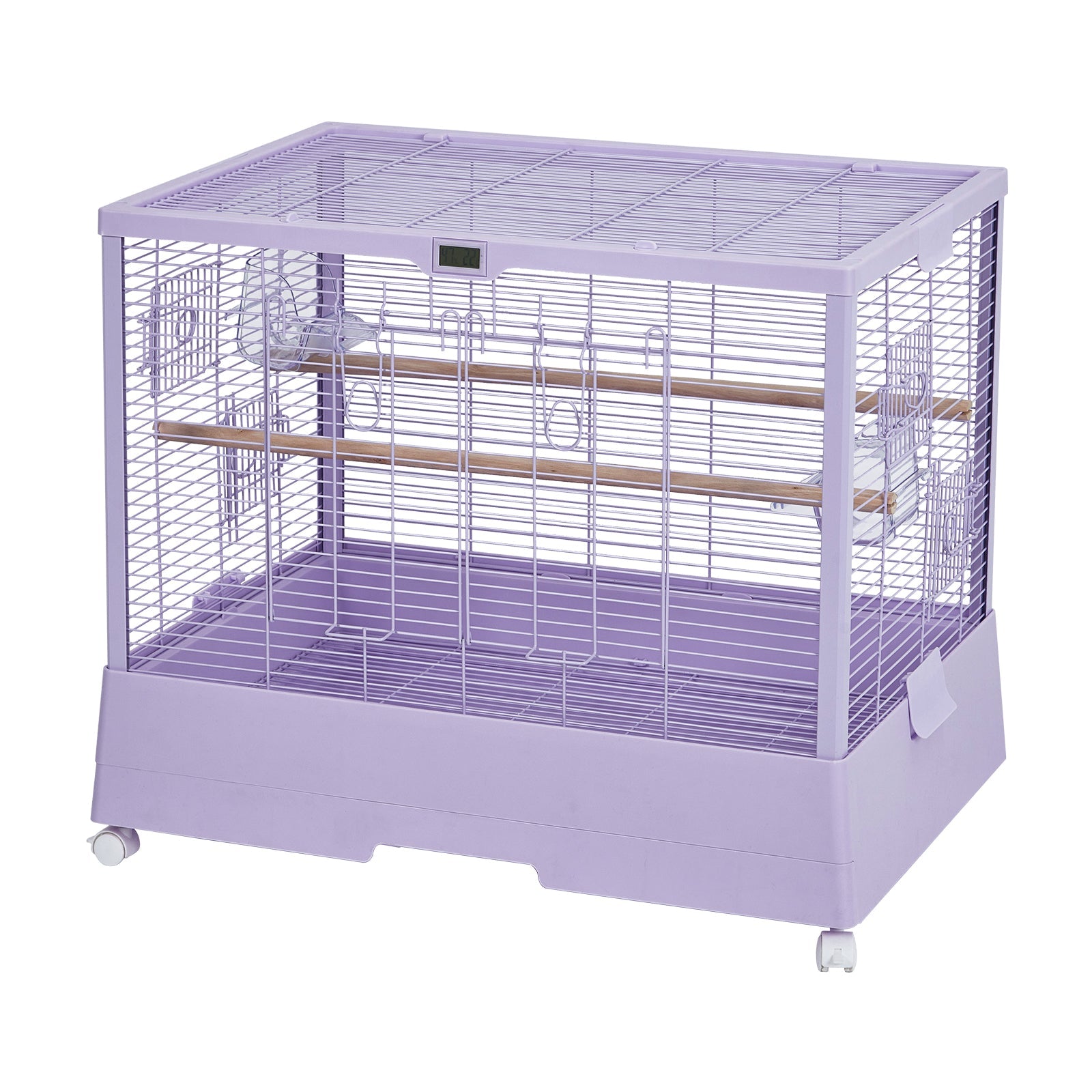 Garvee Bird Cage, Metal Cage Standing Birdcage with Play Top, Monitor and Light System, Flight Cage with Side-Out Tray for Parrots Cockatiels Conures Parakeets Lovebirds Budgie Finch, Purple