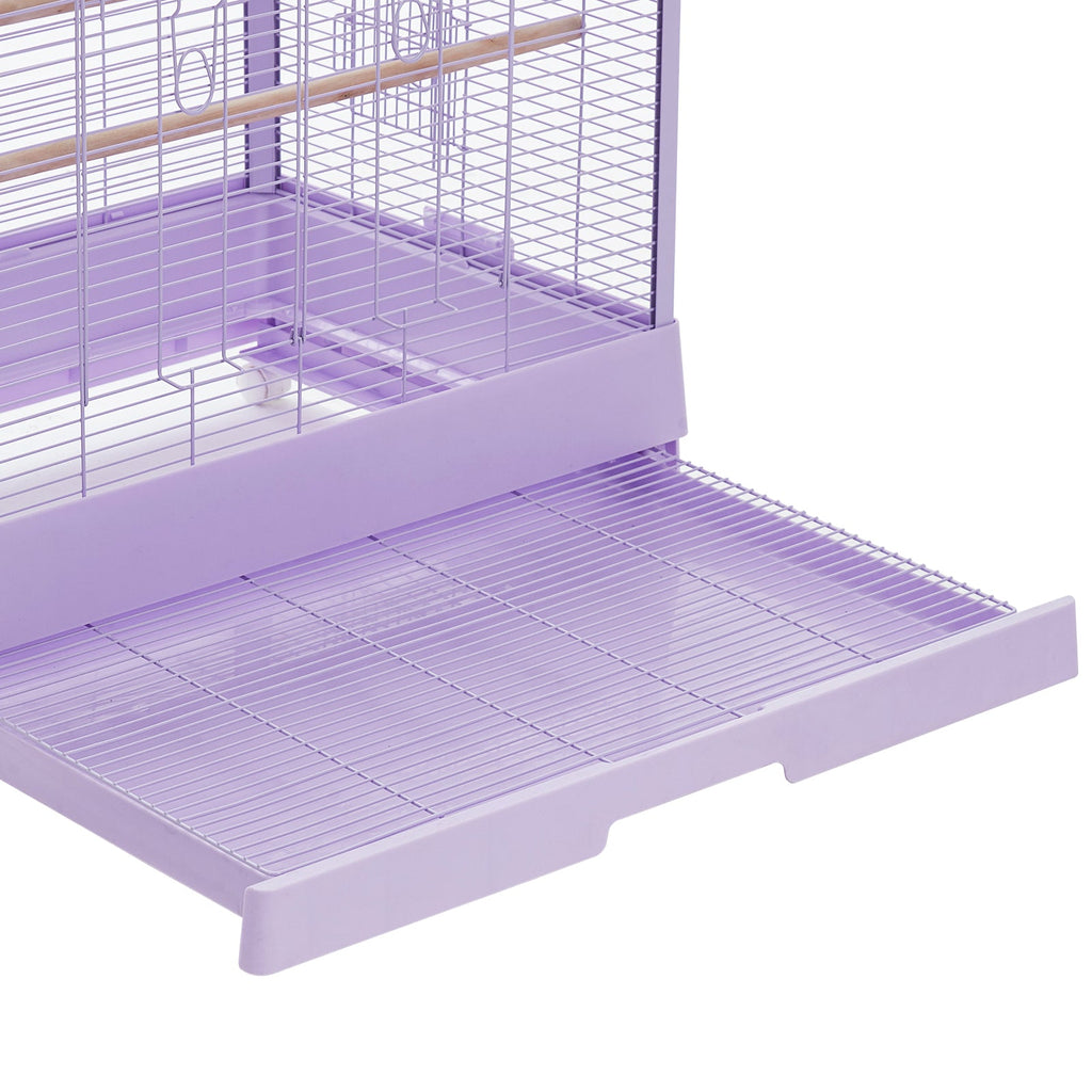 Garvee Bird Cage, Metal Cage Standing Birdcage with Play Top, Monitor and Light System, Flight Cage with Side-Out Tray for Parrots Cockatiels Conures Parakeets Lovebirds Budgie Finch, Purple