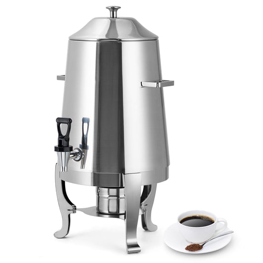 Garvee 3.5 Gal Coffee Urn, 13 L Stainless Steel Beverage Dispenser, Hot Drinks Dispenser with Fuel Tray, Heating Coffee Cocoa Milk Dispenser for Parties, Hotels, Buffets, Sliver