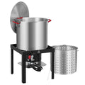 Garvee 80 Qt Seafood Boiling Kit 110,000 BTU Propane Burner 10 PSI Regulator Outdoor Aluminum Pot with Strainer for Shrimp Crawfish Camping Gatherings