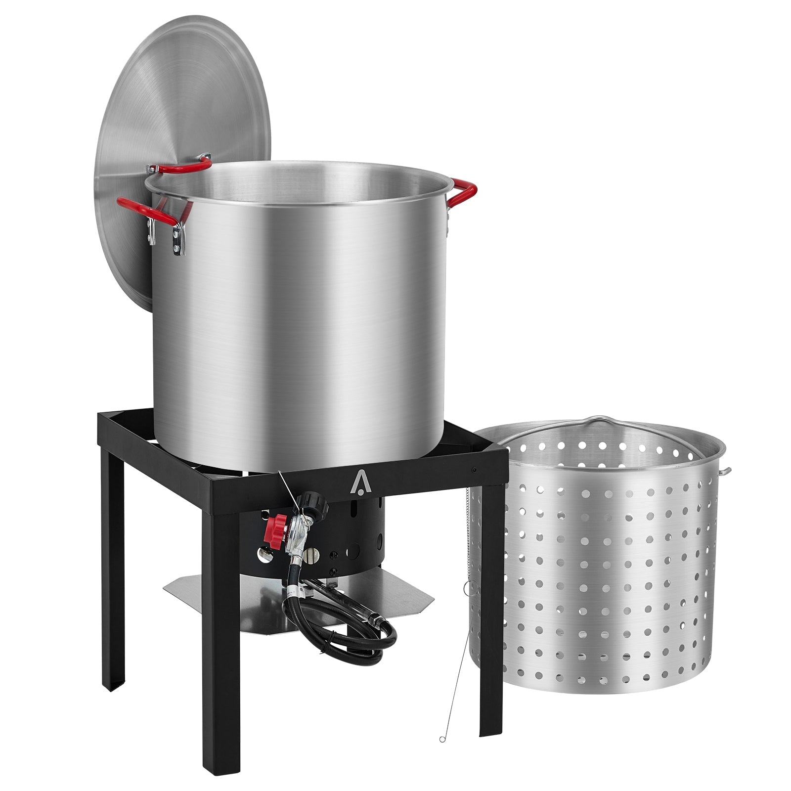 Garvee 80 Qt Seafood Boiling Kit 110,000 BTU Propane Burner 10 PSI Regulator Outdoor Aluminum Pot with Strainer for Shrimp Crawfish Camping Gatherings