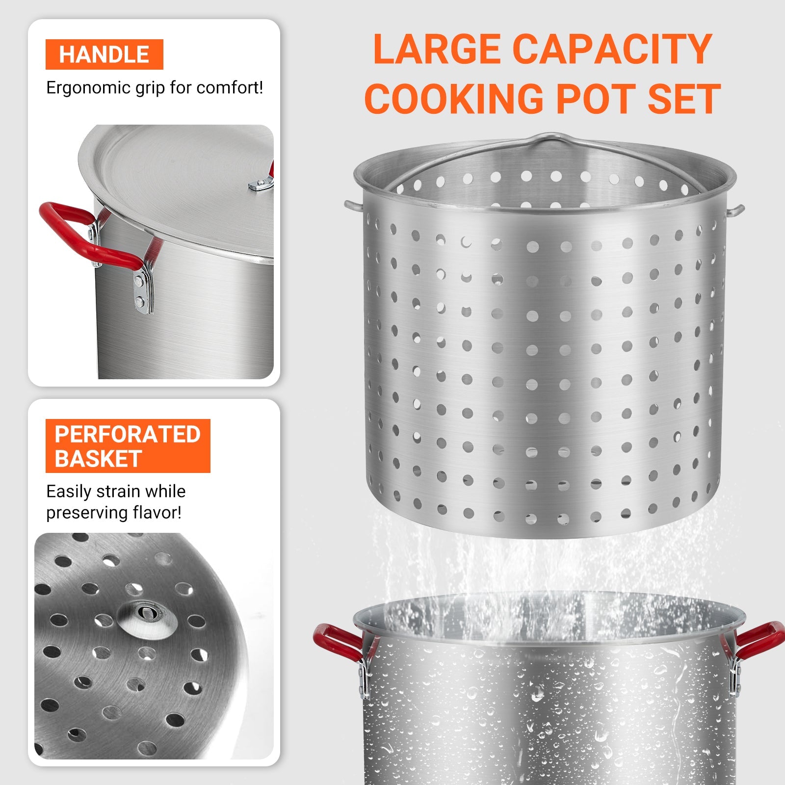 Garvee 80 Qt Seafood Boiling Kit 110,000 BTU Propane Burner 10 PSI Regulator Outdoor Aluminum Pot with Strainer for Shrimp Crawfish Camping Gatherings