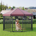Garvee Heavy Duty Outdoor Dog Kennel with Roof, Lockable Metal Gate, Octagon Playpen, Portable Easy Setup, Secure Pet Enclosure for Backyard, 190"W x 30"H