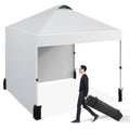 Garvee 10'x10' Pop-Up Canopy Tent - Portable Beach Tent with 2 Sidewalls & Vented Roof, Wheeled Bag & Sandbag, Instant Outdoor Shelter for Camping & Parties, White