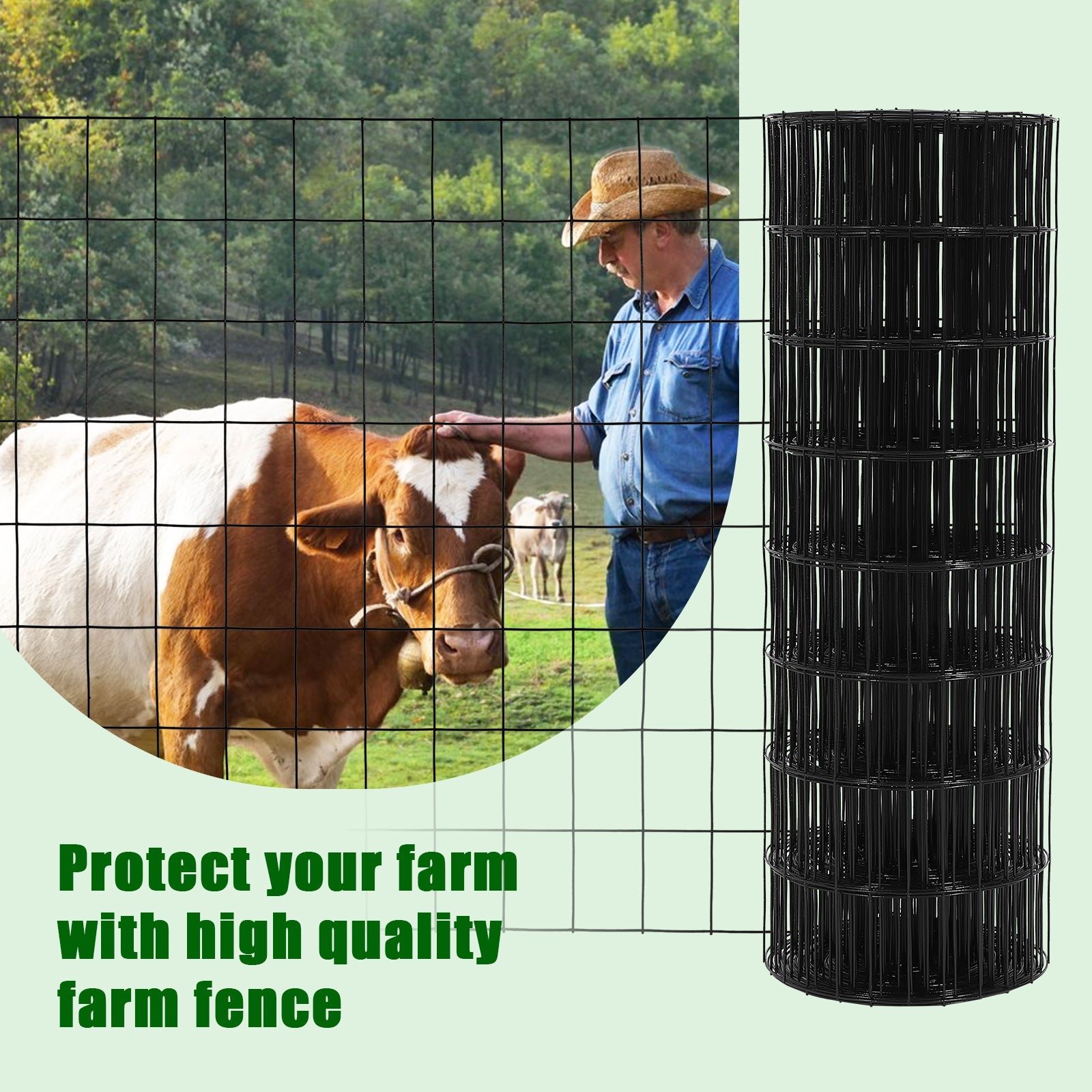 Garvee 2″x3″ 2'×50' 16 Gauge, Chicken Wire Fence Wire Mesh Fence Galvanized Steel Poultry Netting Garden Fence Tree Guard Wire Fence Rolls Hardware Cloth for Yard Vegetable Plant Protection, Black