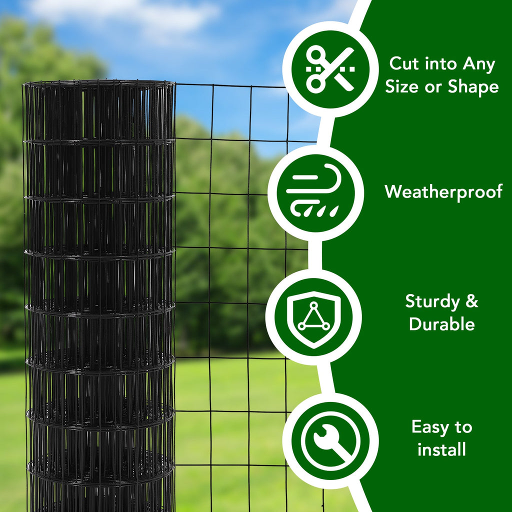 Garvee 2″x3″ 2'×50' 16 Gauge, Chicken Wire Fence Wire Mesh Fence Galvanized Steel Poultry Netting Garden Fence Tree Guard Wire Fence Rolls Hardware Cloth for Yard Vegetable Plant Protection, Black