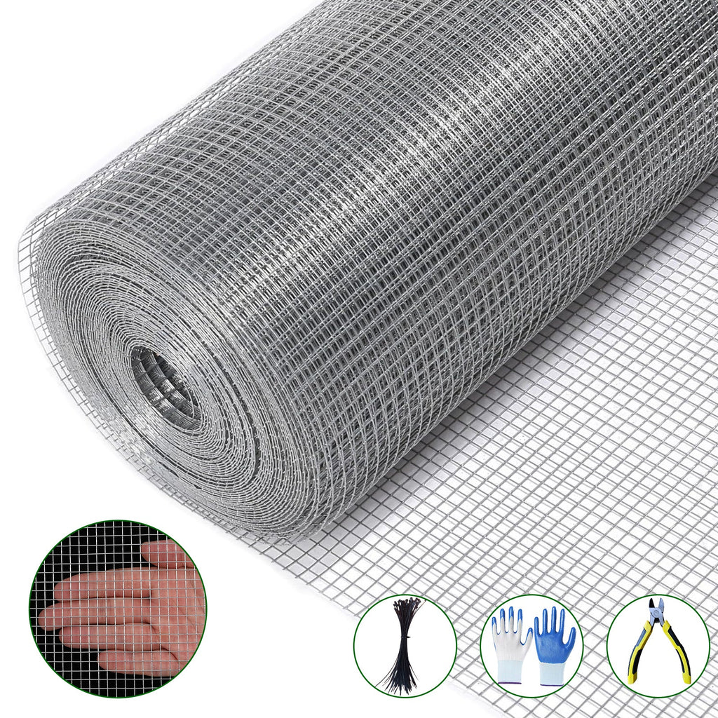 Garvee 1/4" 4'×50' 23-Gauge Galvanized Steel Chicken Wire Fence - Poultry Netting, Garden & Tree Guard, Hardware Cloth Roll, Silver
