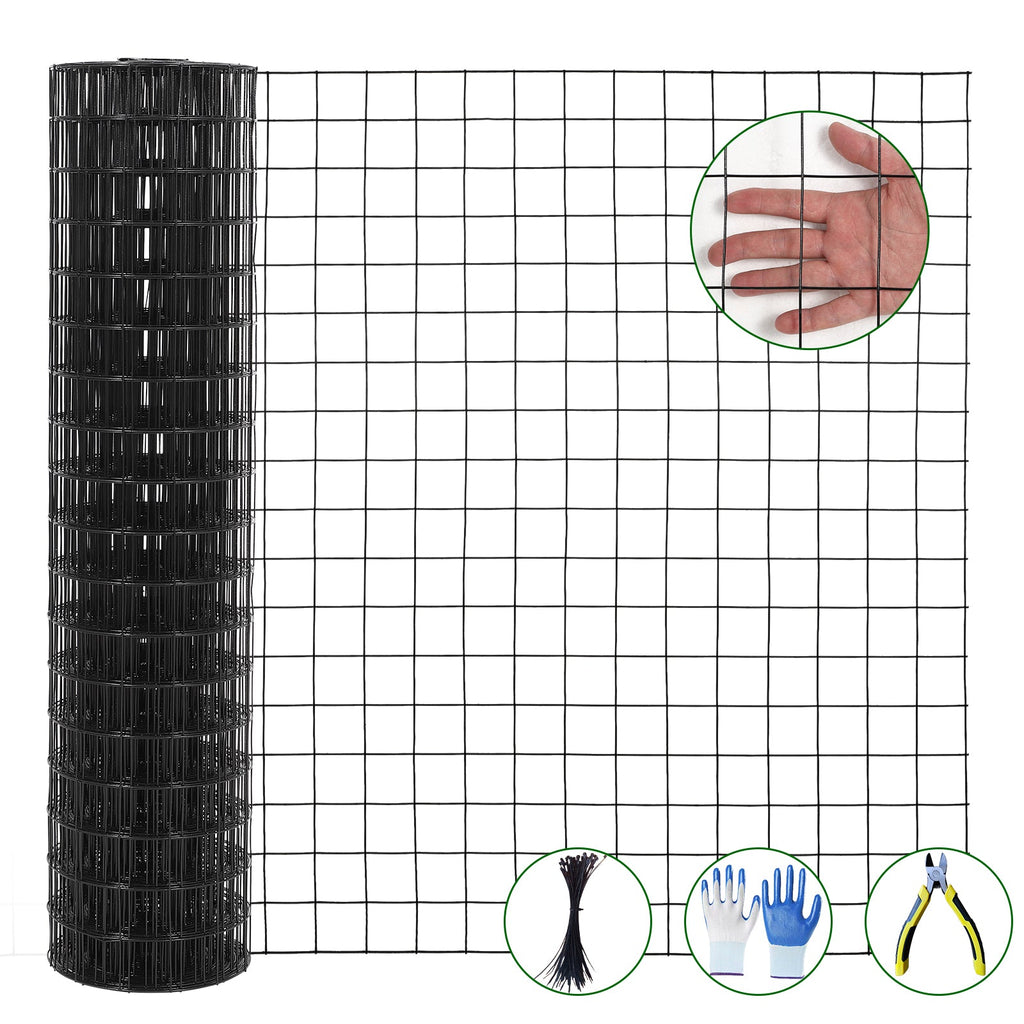 Garvee 2″x2″ 3'×50' 16 Gauge, Chicken Wire Fence Wire Mesh Fence Galvanized Steel Poultry Netting Garden Fence Tree Guard Wire Fence Rolls Hardware Cloth for Yard Vegetable Plant Protection, Black