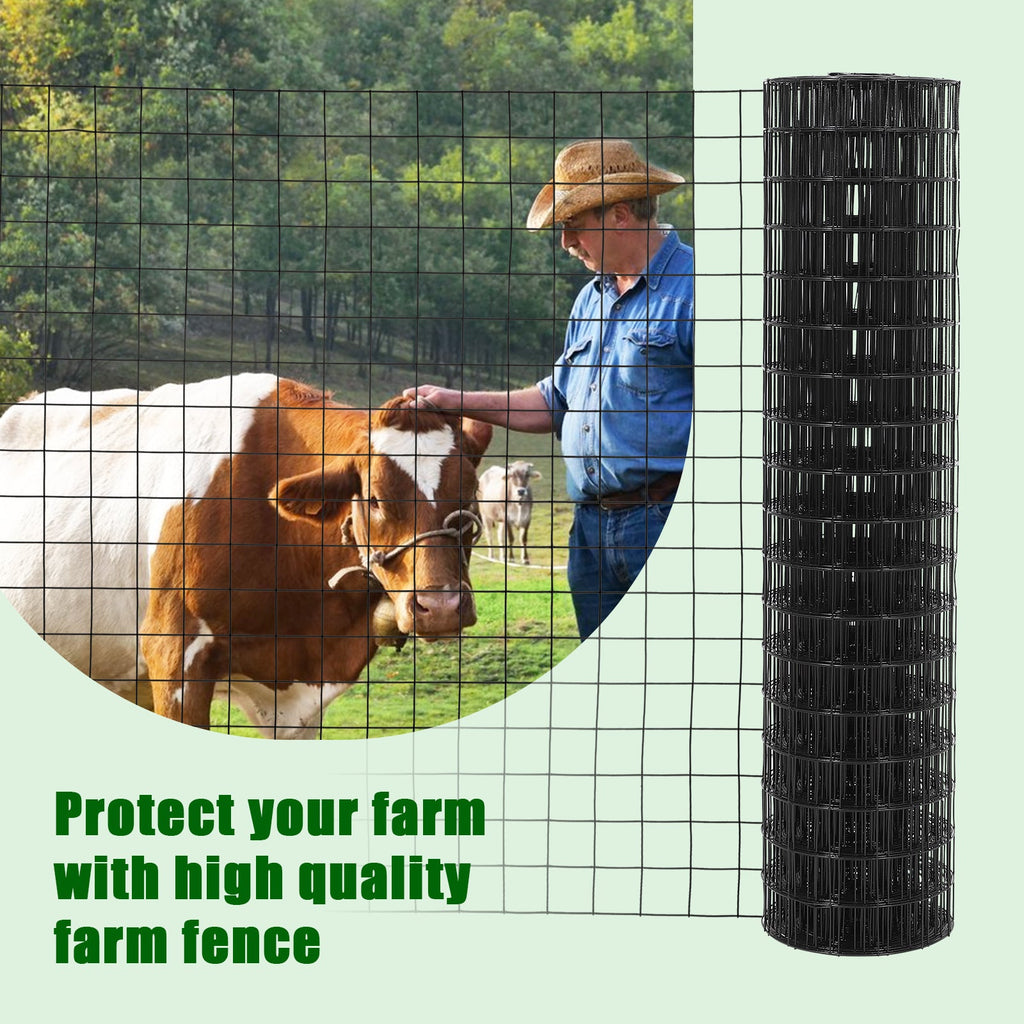 Garvee 2″x2″ 3'×50' 16 Gauge, Chicken Wire Fence Wire Mesh Fence Galvanized Steel Poultry Netting Garden Fence Tree Guard Wire Fence Rolls Hardware Cloth for Yard Vegetable Plant Protection, Black