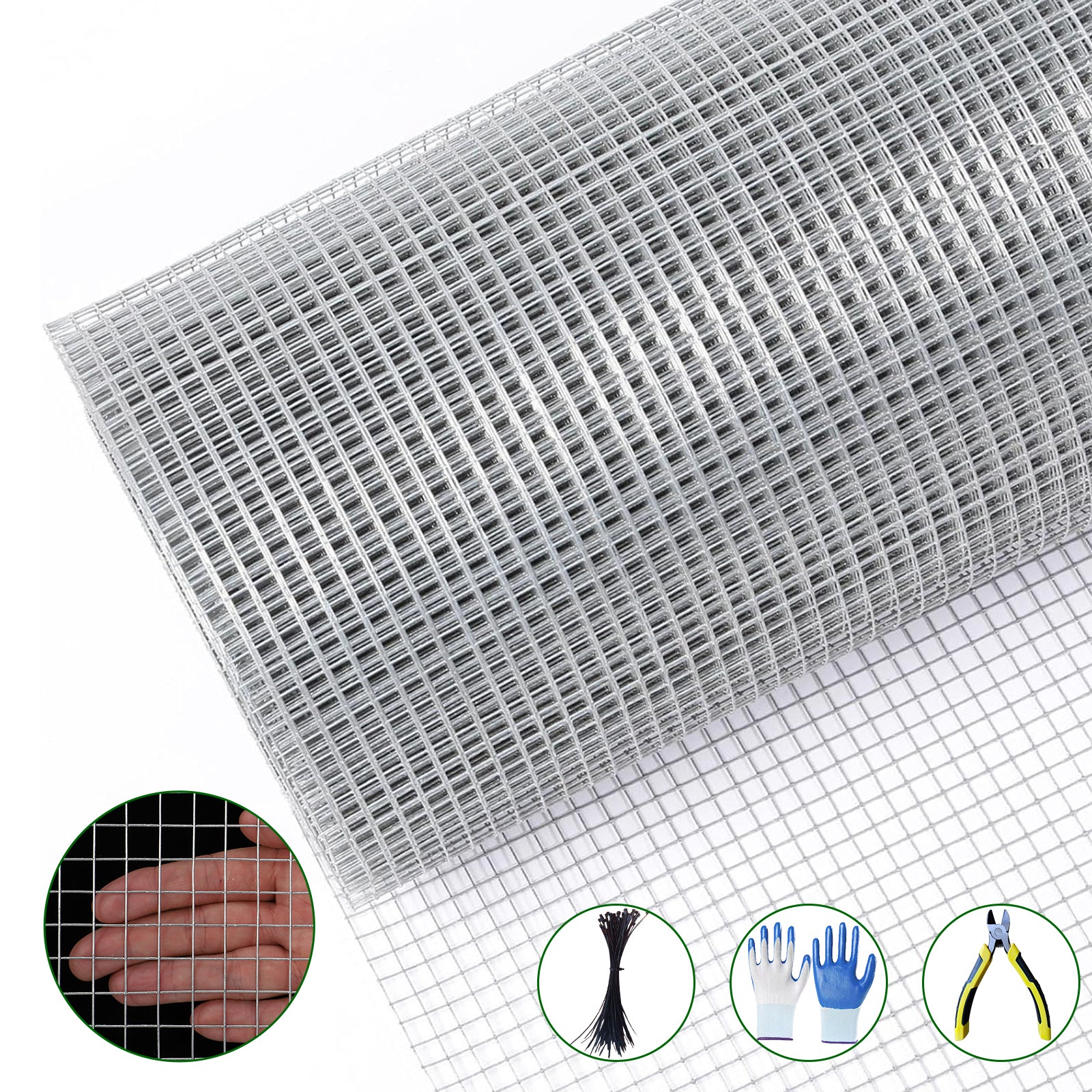Garvee 1/2inch 6'×100' 19 Gauge, Chicken Wire Fence Wire Mesh Fence Galvanized Steel Poultry Netting Garden Fence Tree Guard Wire Fence Rolls Hardware Cloth for Yard Vegetable Plant Protection, Sliver