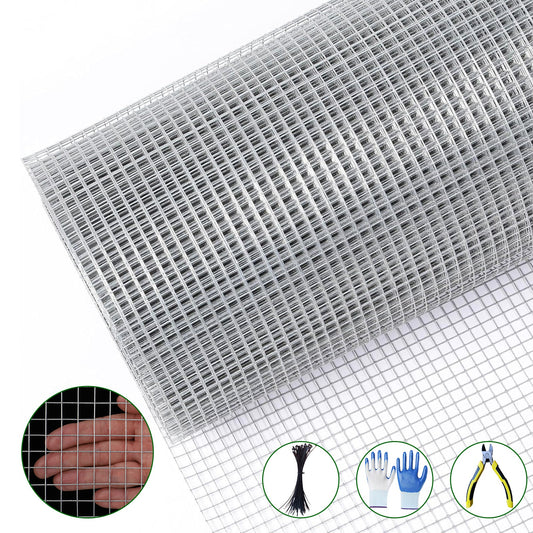 Garvee 1/2inch 6'×100' 19 Gauge, Chicken Wire Fence Wire Mesh Fence Galvanized Steel Poultry Netting Garden Fence Tree Guard Wire Fence Rolls Hardware Cloth for Yard Vegetable Plant Protection, Sliver